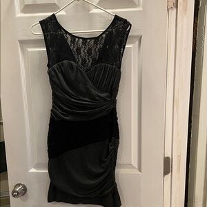 Elegant Gray and Black Lace Dress